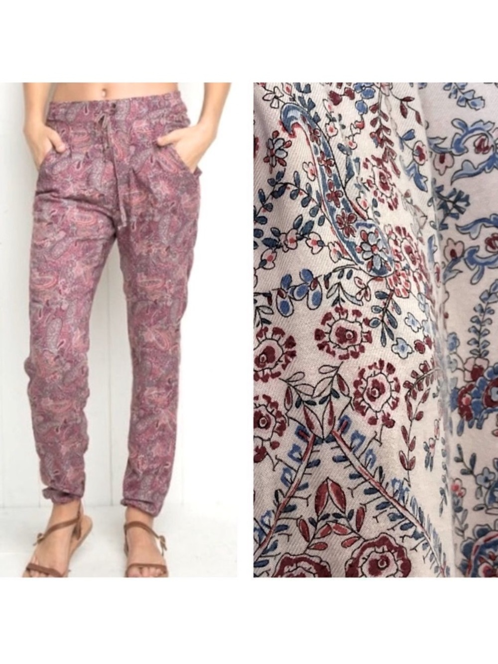 Brandy Melville Paisley Print Light Pink Joggers
